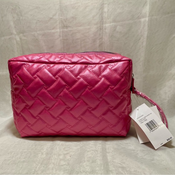 Betsey Johnson Fuchsia Large Quilted Cosmetic Bag, NWR - Picture 3 of 15